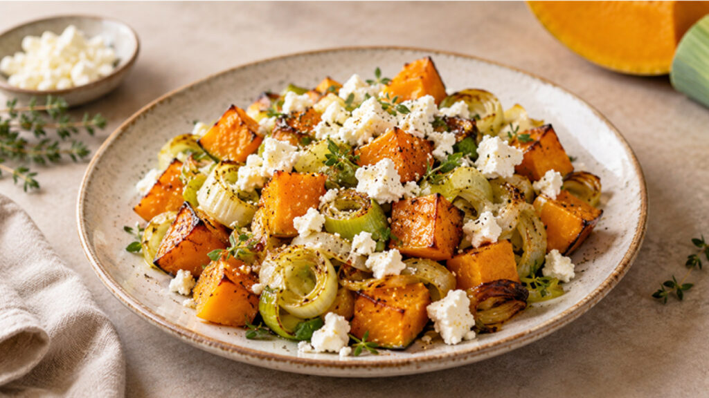zucca, porri, feta